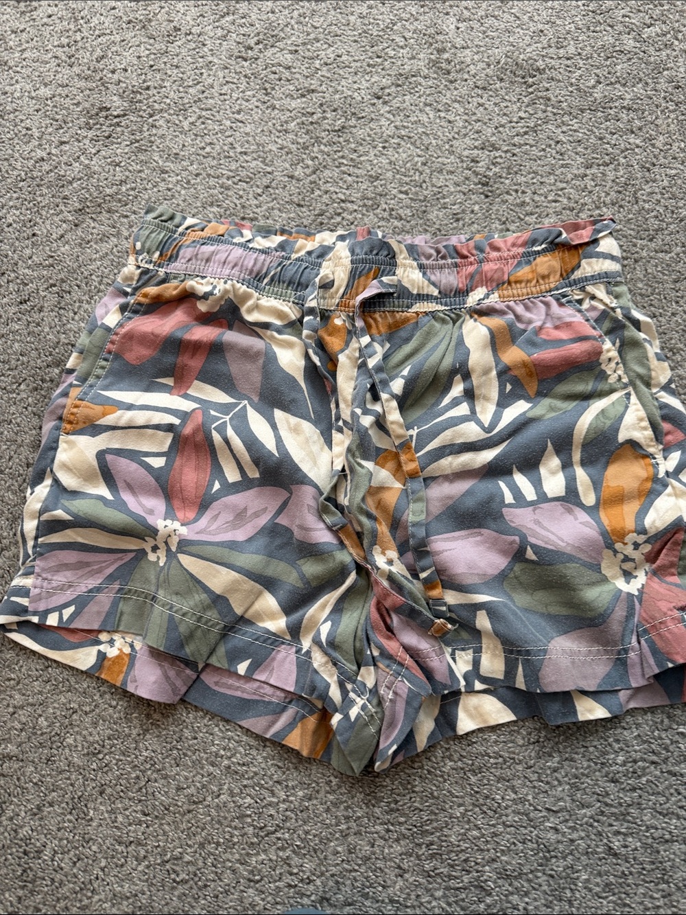 Tropical Floral Drawstring Bermuda Shorts - Pink, Green, Tan